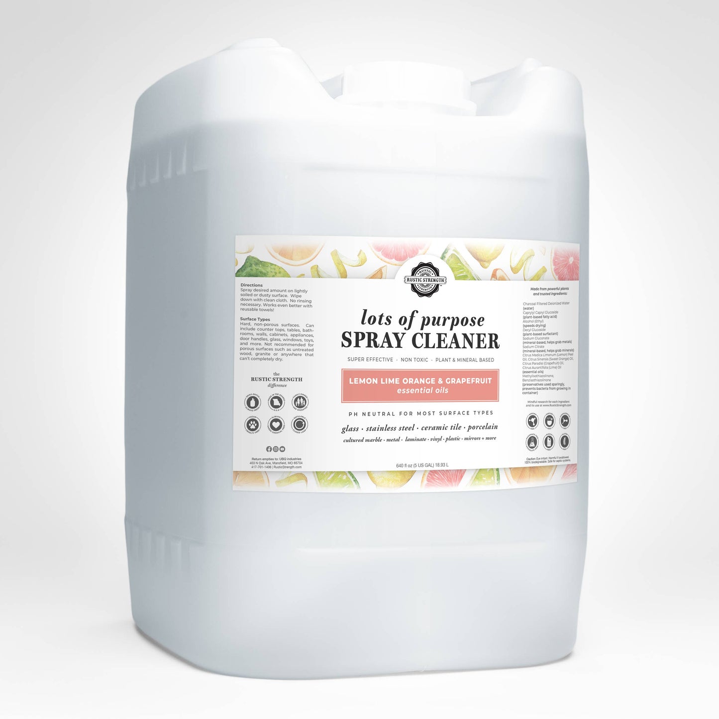 Rustic Strength: Multi-Purpose Spray Cleaner | Lemon Lime Orange Grapefruit