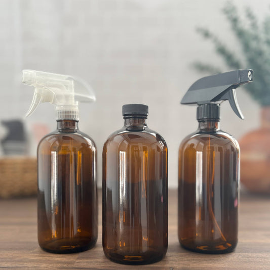 16oz Amber Bottle with Silicone Sleeve & Sprayer