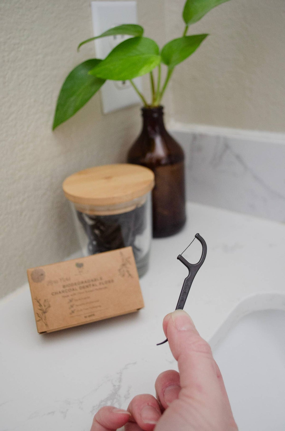 Charcoal Dental Floss Picks | Me Mother Earth