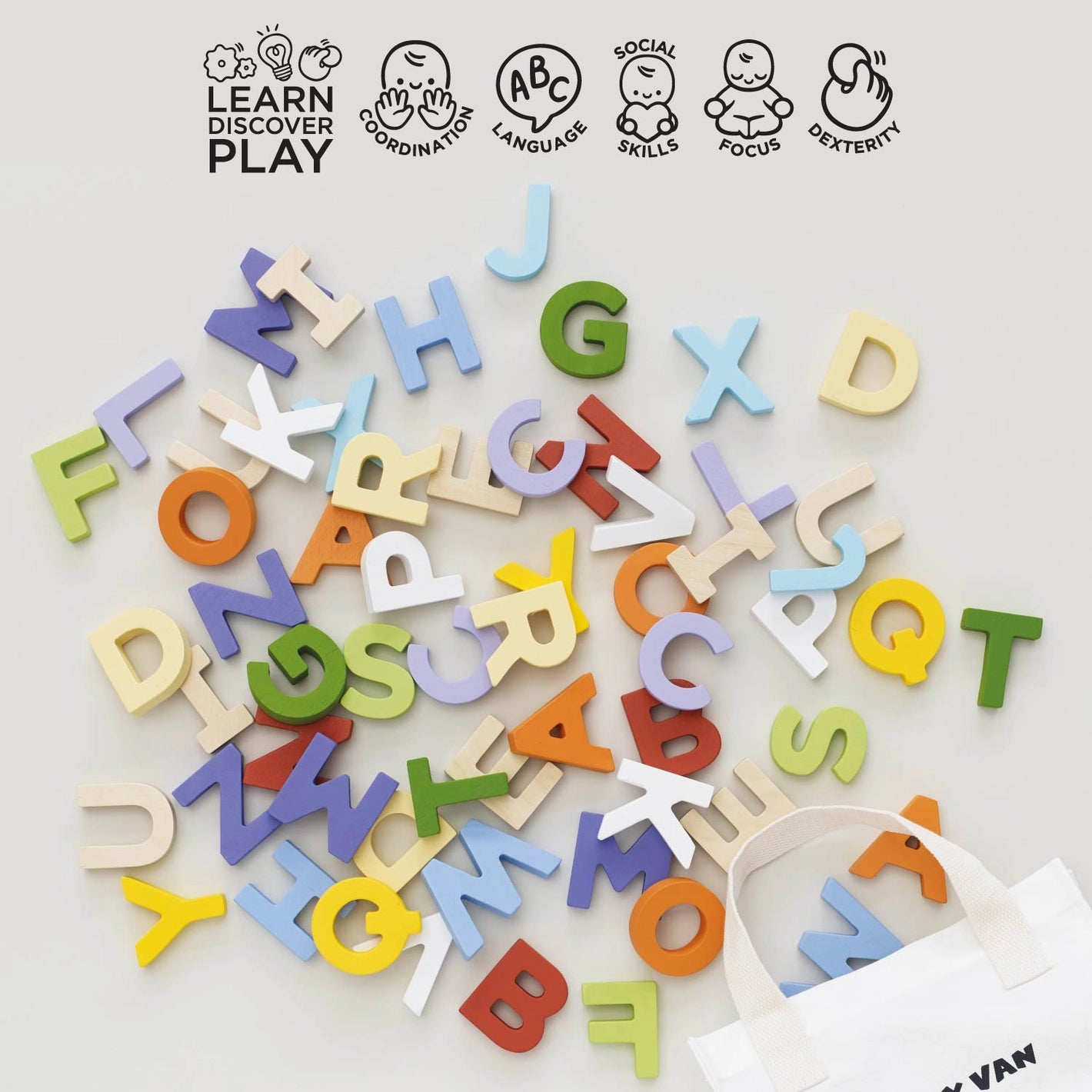 Le Toy Van Inc. Wooden Alphabet Set & Bag | Tiny Tulip Haus