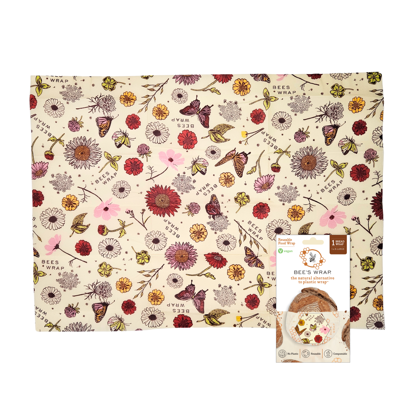 Bee's Wrap: Bread Wrap - Meadow Magic, Vegan Plant Based Wax