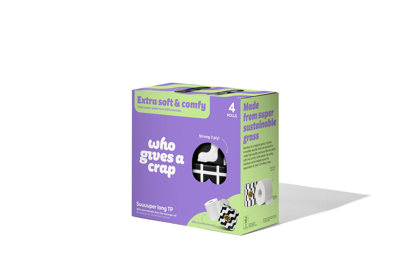 Who Gives a Crap: 100% Premium Bamboo Toilet Paper - 4 Pack