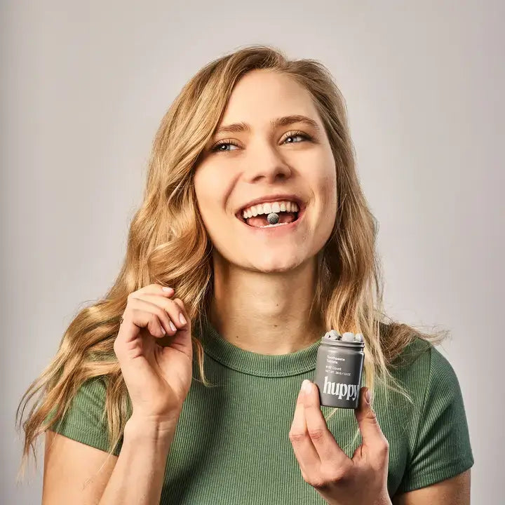 Huppy Fluoride-Free Toothpaste Tablets | Charcoal Mint
