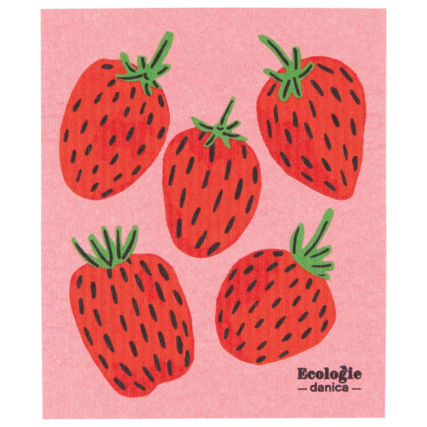 Berry Sweet Swedish Dishcloth (pink strawberries)