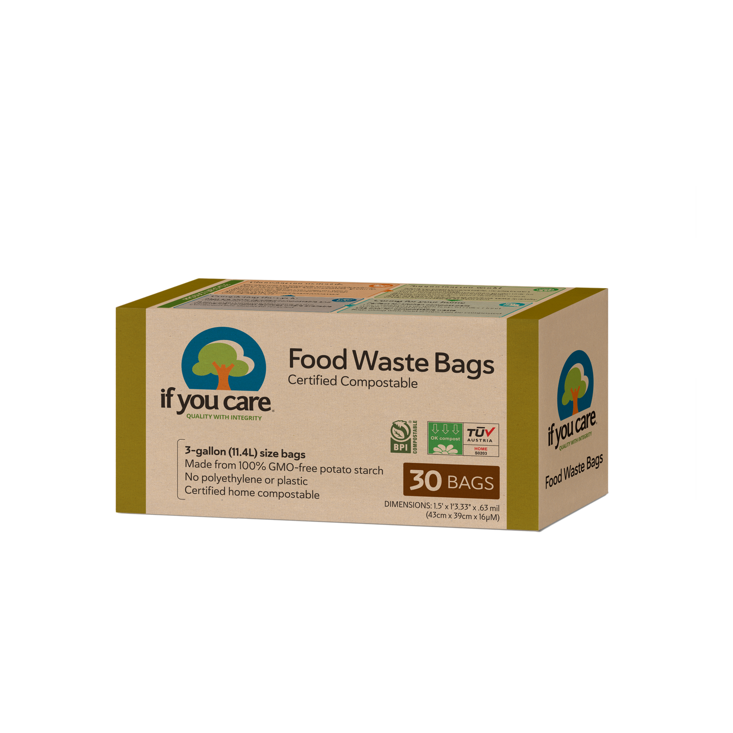 3 Gallon Certified Compostable Food Waste Bags – If You Care