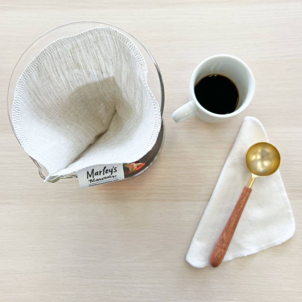 Organic Linen Coffee Filters: Cone #4 - 2 Pack - Marley's Monsters