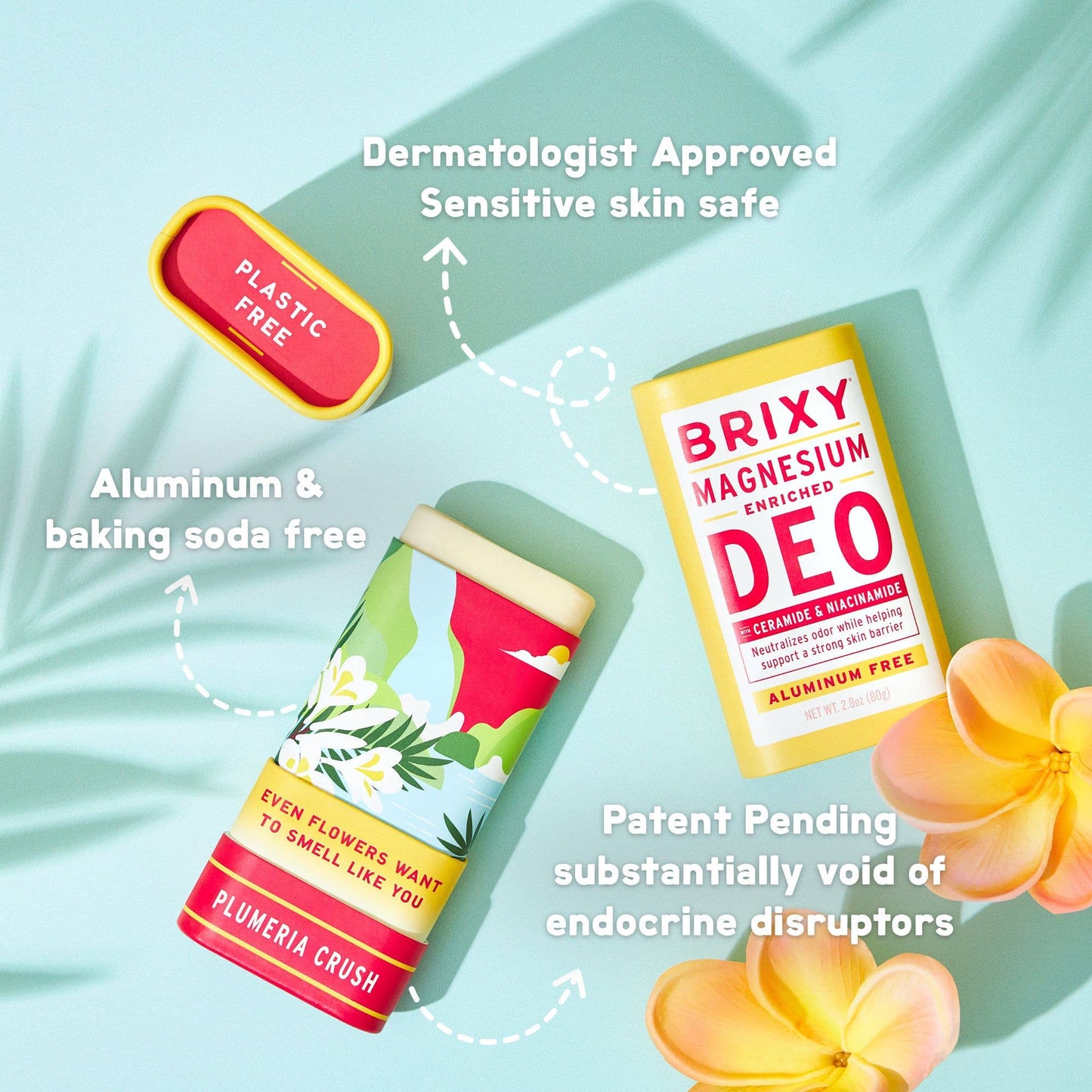 Magnesium Enriched Deodorant, Aluminum Free, Plumeria | Brixy