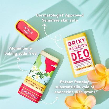 Magnesium Enriched Deodorant, Aluminum Free, Plumeria | Brixy