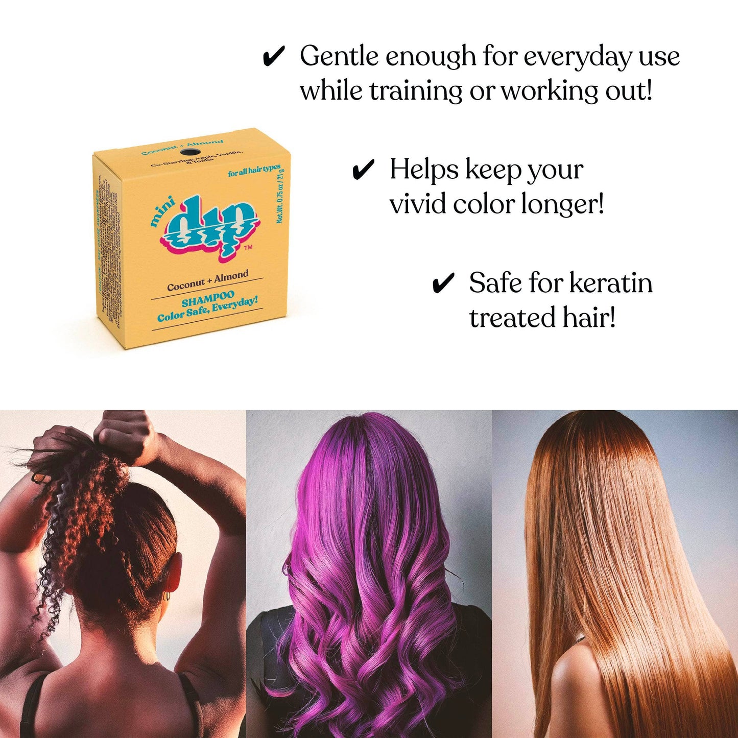 Mini Dip Color Safe Shampoo Bar for Every Day - Coconut & Almond