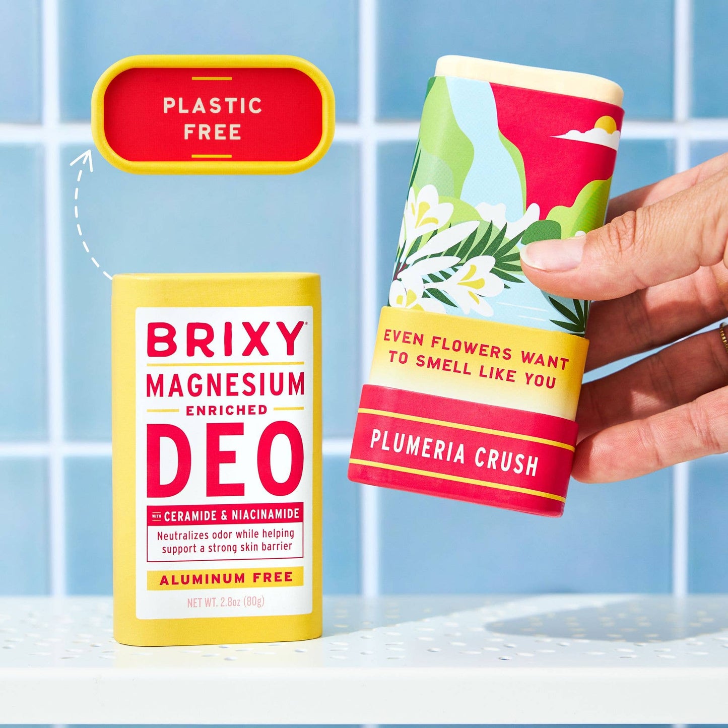 Magnesium Enriched Deodorant, Aluminum Free, Plumeria | Brixy