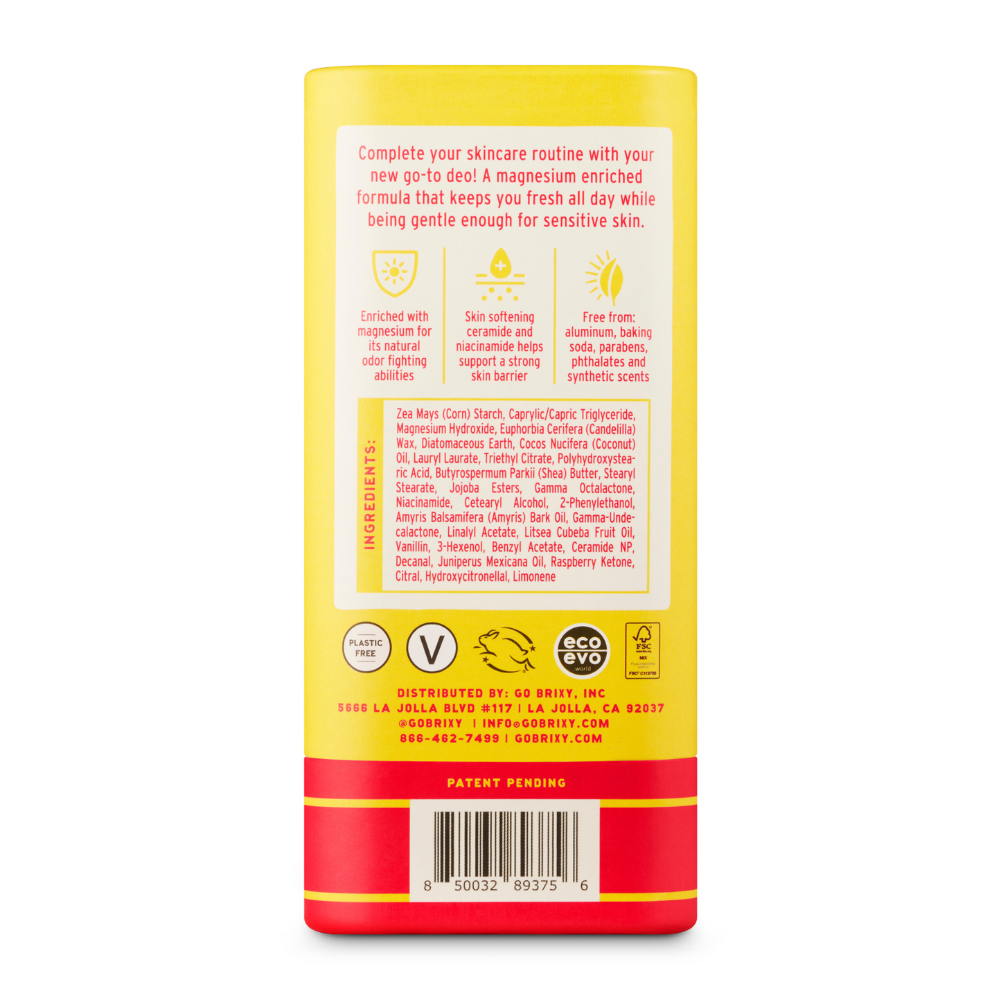 Magnesium Enriched Deodorant, Aluminum Free, Plumeria | Brixy