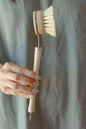 CASA AGAVE® Flat Long Handle Dish Brush White Teak - No Tox Life