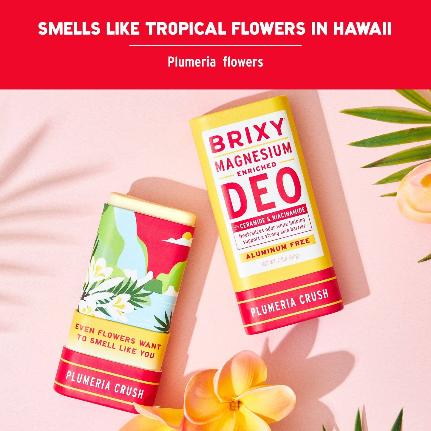 Magnesium Enriched Deodorant, Aluminum Free, Plumeria | Brixy