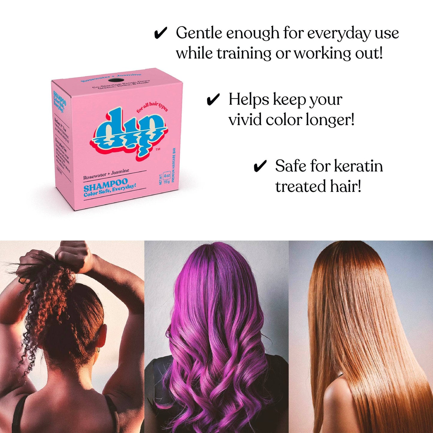 Color Safe Shampoo Bar for Every Day - Rosewater & Jasmine