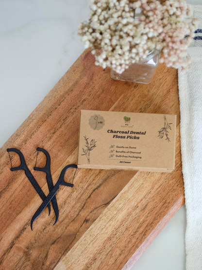 Charcoal Dental Floss Picks | Me Mother Earth