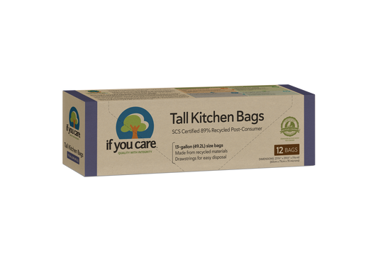 13 Gallon Certified 89% Recycled Post Consumer Tall Kitchen Trash Bags – If You Care