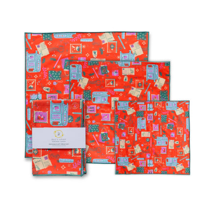Reusable Fabric Gift Wrap, Season's Greetings, Org. Cotton | Bee's Wrap