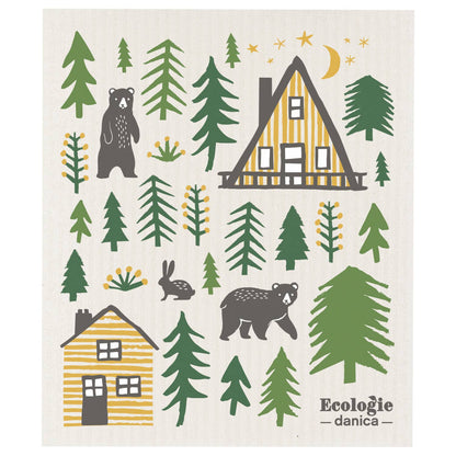 Wild Life Swedish Dishcloth (Bears & Cabin, Winter Collection)