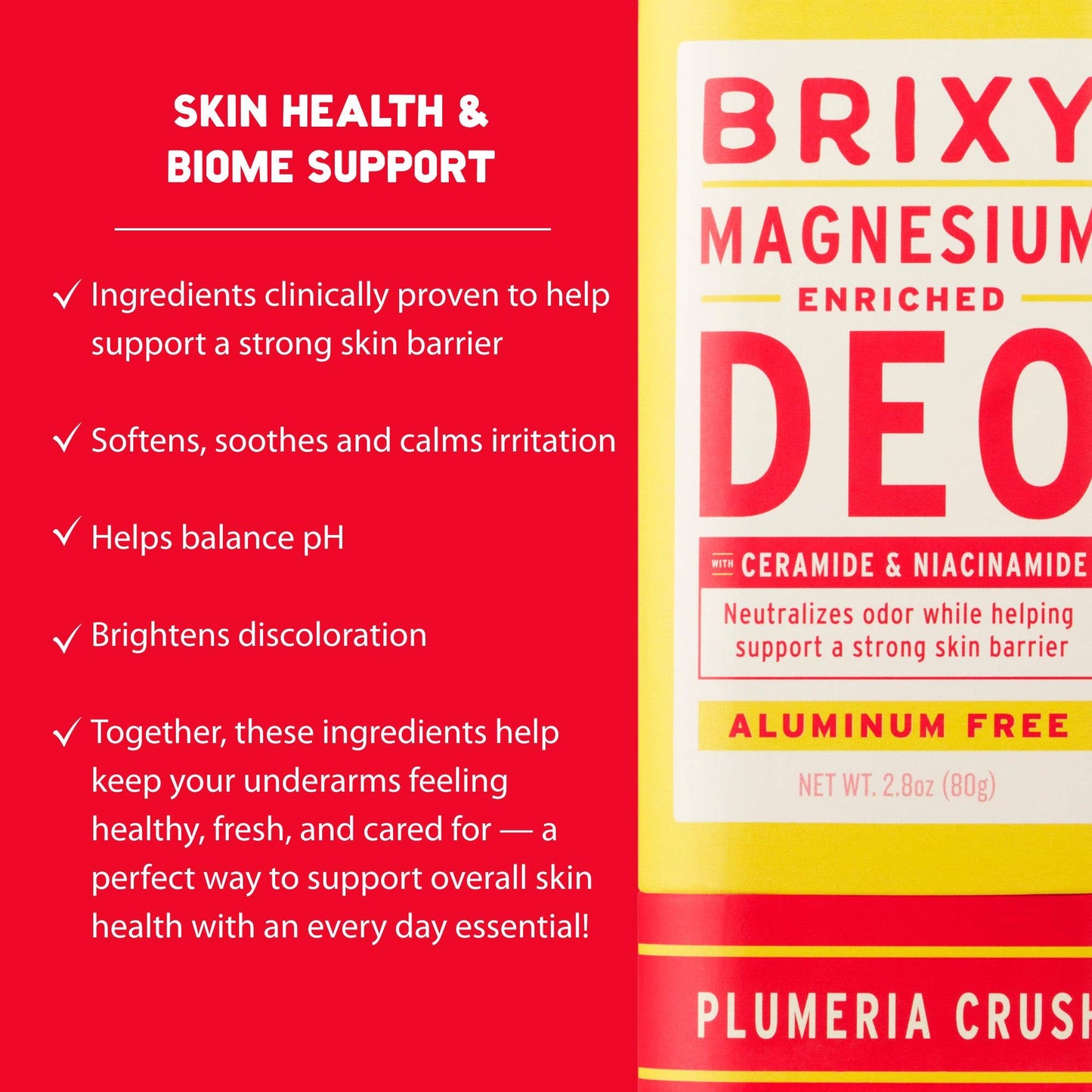 Magnesium Enriched Deodorant, Aluminum Free, Plumeria | Brixy
