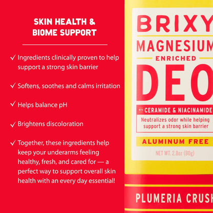 Magnesium Enriched Deodorant, Aluminum Free, Plumeria | Brixy