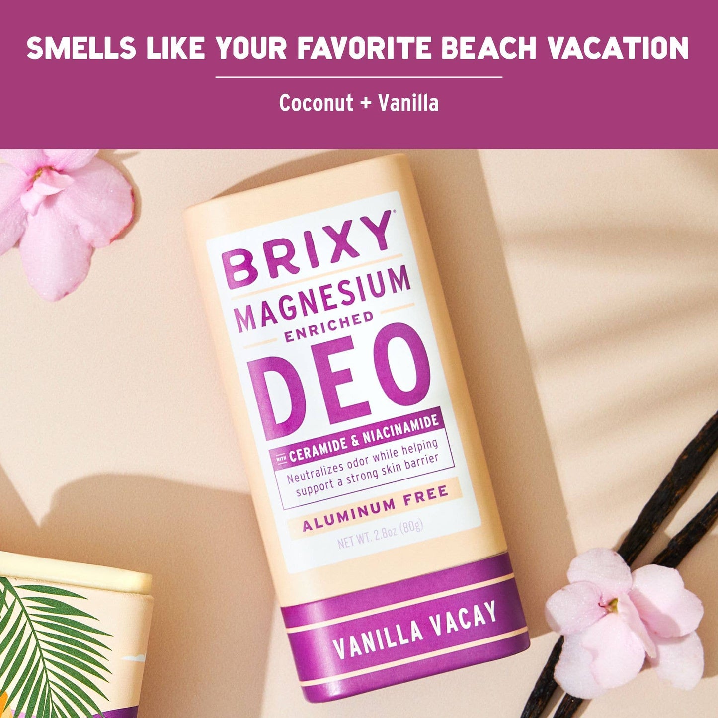 Magnesium Enriched Deodorant, Aluminum Free, Vanilla Vacay | Brixy