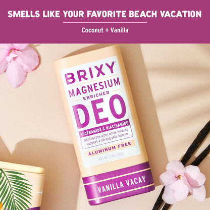 Magnesium Enriched Deodorant, Aluminum Free, Vanilla Vacay | Brixy