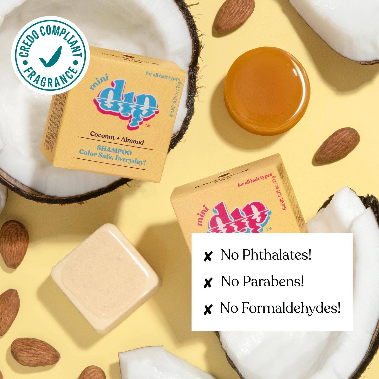 Mini Dip Color Safe Shampoo Bar for Every Day - Coconut & Almond