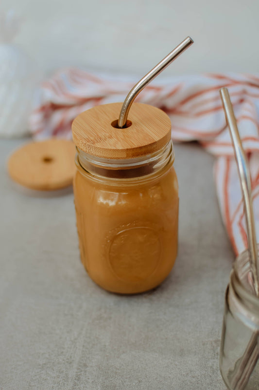 Bamboo Jar Lid Regular Mouth With Straw Hole