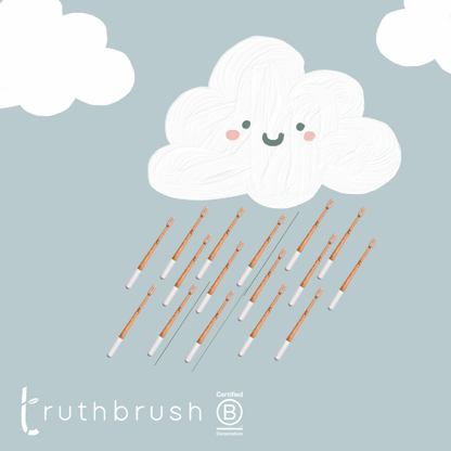 Cloud White Tiny Truthbrush with soft bristles