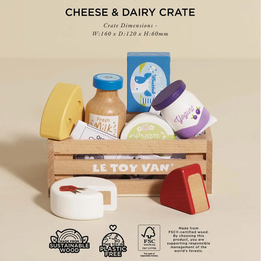 Le Toy Van Inc. Cheese & Dairy Wooden Market Crate | Tiny Tulip Haus