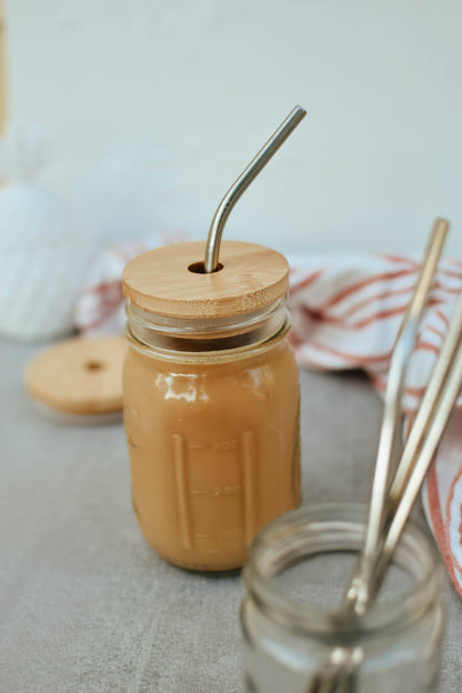 Bamboo Jar Lid Regular Mouth With Straw Hole